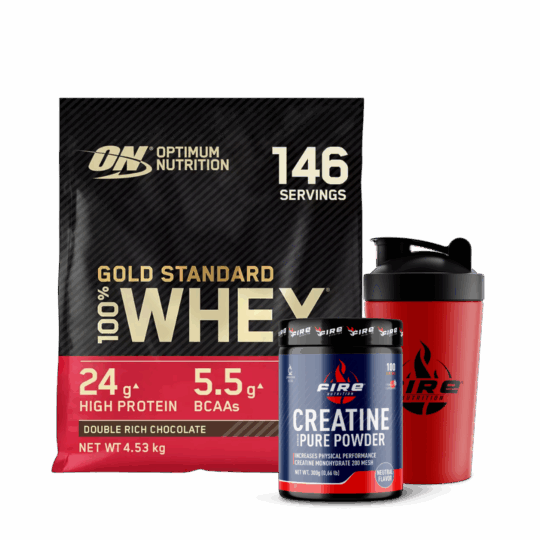 gold standard 10 lb + creatina fire nutrition